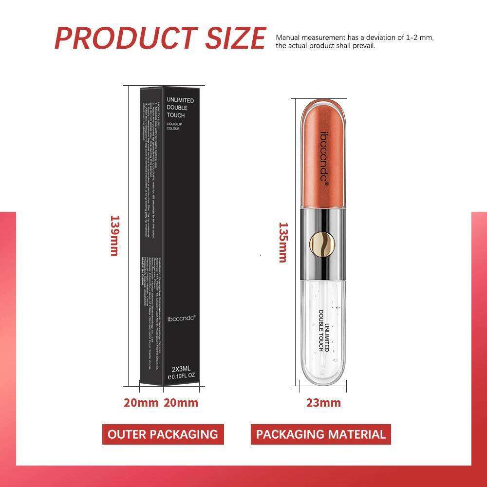 Double Headed Lip Gloss With Mirror Long Lasting Waterproof Non Fading Lipstick Nude Makeup Milk Tea Color Cosmetics W260311