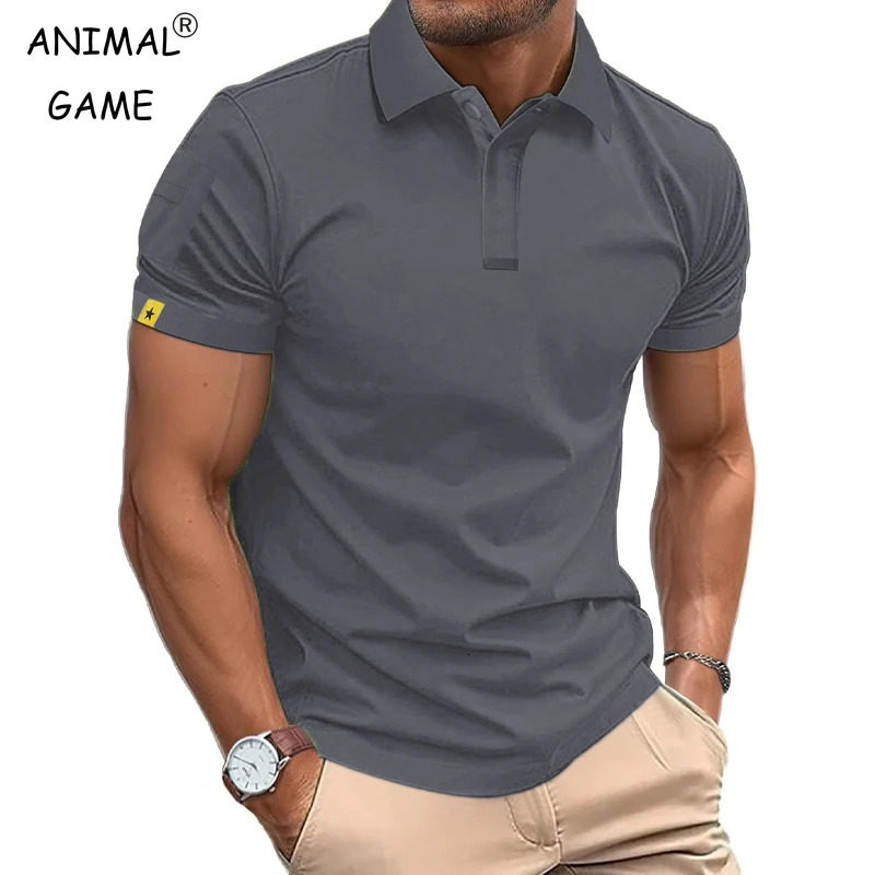 Summer Polo Shirt Mens Short Sleeve Sport T Shirt Casual Business Lightweight Button Streetwear Breathable Tops 260311