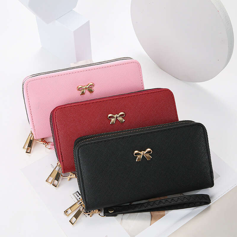 Luxury fashion wallet Popular In Foreign Trade Women S Manufacturer Wholesale New Bow Double Zipper Wallet Fashion Mobile Phone Bag