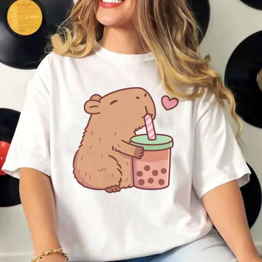 Capybara T-shirts Women Graphic Tee Harajuku Top Female Japanese Manga Clothing Z260312