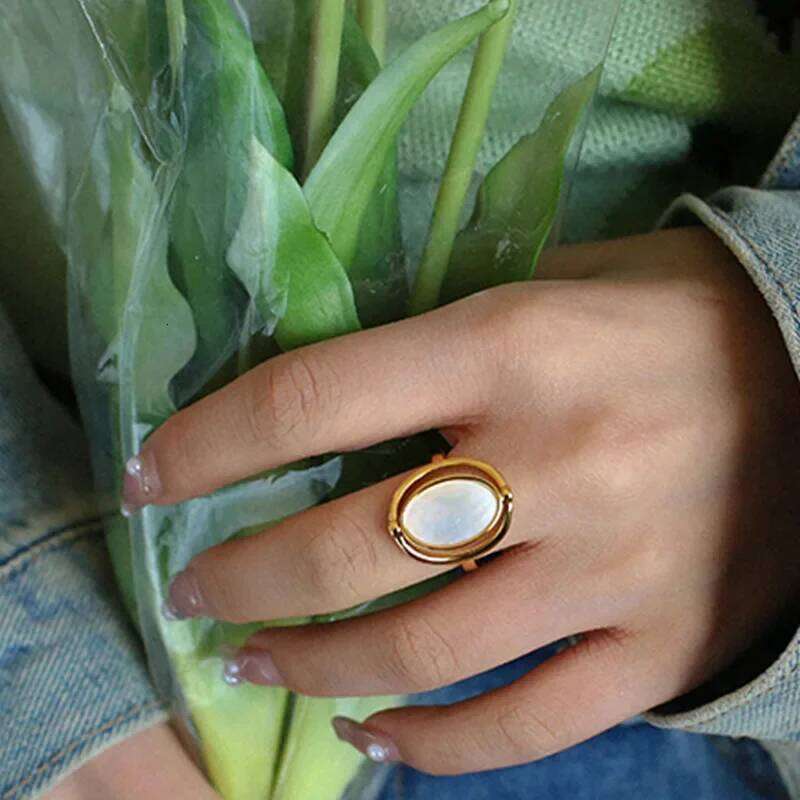 Charm Personality Rotatable Double Sided Opal Rings Women Stainless Steel Oval Anillos Indie Statement Jewelry Gifts New 2024 H260312