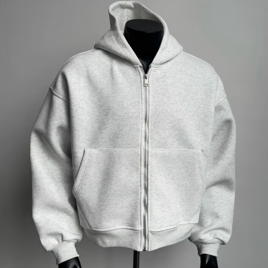Designer Hoodie White And Gray Three-dimensional Backpack Hooded Sweatshirt For Men Early Autumn Retro Design Jacket Trendy Heavy-duty Top