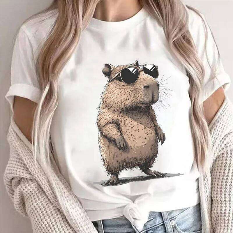 Capybara Graphic T-shirt Short Sleeve Tees Cute Summer Clothes Women Aesthetic Clothing Fashion Casual Basic Y2k Tops Z260312