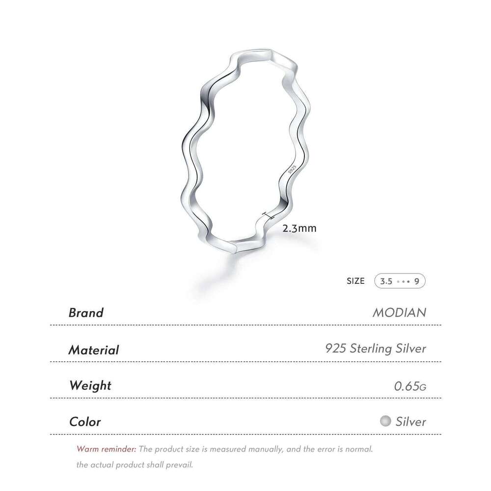 MODIAN 925 Sterling Silver Line Wave Trendy Thin Finger Ring Simple Stackable Exquisite Rings For Women Girl Party Jewelry Gifts H260312