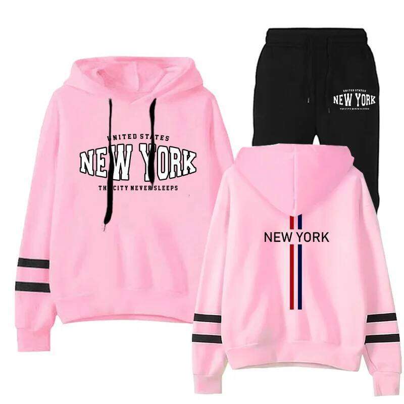 Women's Tracksuit Hoodies Fashion Casual Daily Hot Sale Single Piece Stripe Sweatshirt and Pants Comfort Outdoor Jogging Quality C260312