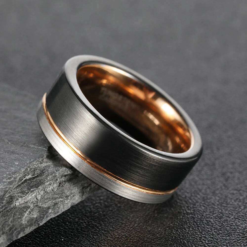 Fashion 6/8mm Black Tricolor Tungsten Steel Ring for Men Women Carbide Engagement Rings Wedding Bands Jewelry Accessories H260312