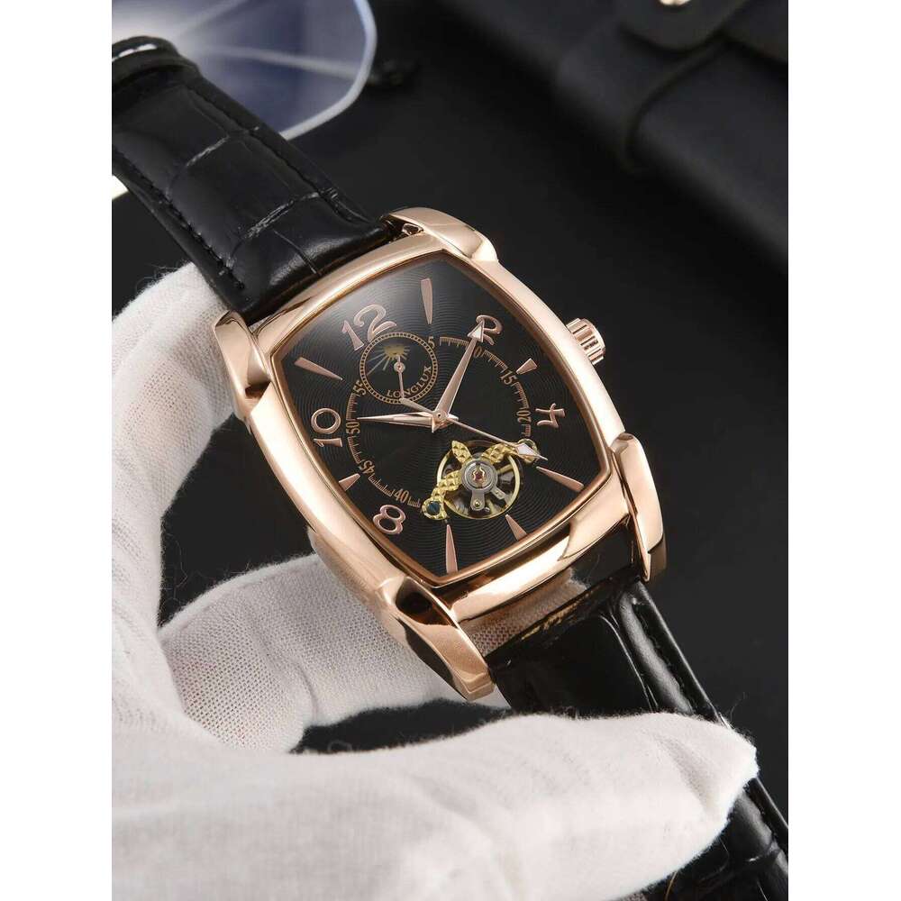 Men automatic mechanical moon tourbillon luxury watches leather waterproof skeleton wholesale gift watch