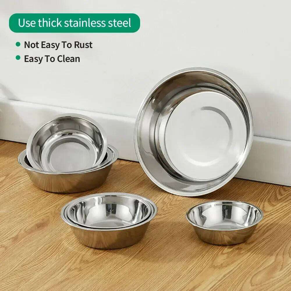 Large Capacity Stainless Steel Pet Feeding Bowls Cat Dog Food Drinking Metal Feeder Bowl Durable and Cheap 26Y0312