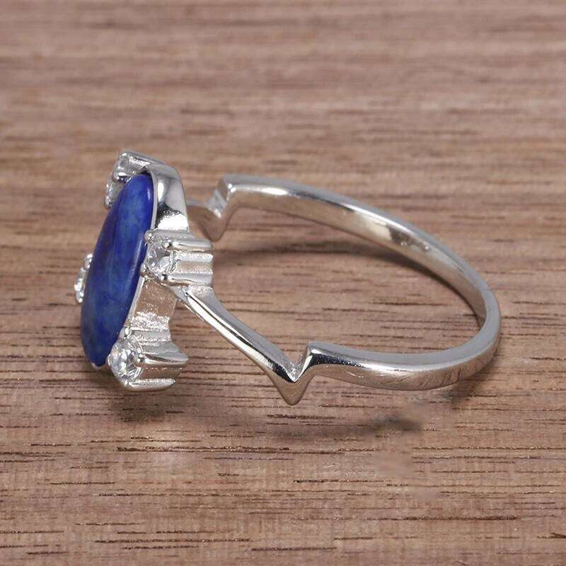 Real Pure 925 Sterling Silver Elena Rings for Women Natural Lapis Stone Vampire Diary Fine Jewelry Best Gift H260312