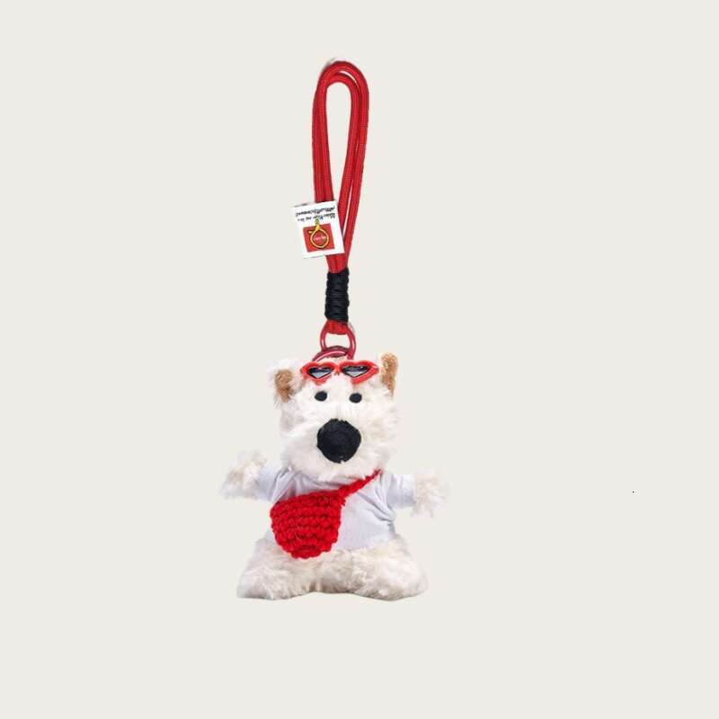 Doll Small Toy Car Keychain Girl Gift Cute West Highland White Terrier Plush Pendant Scrawled Puppy Bag Charm