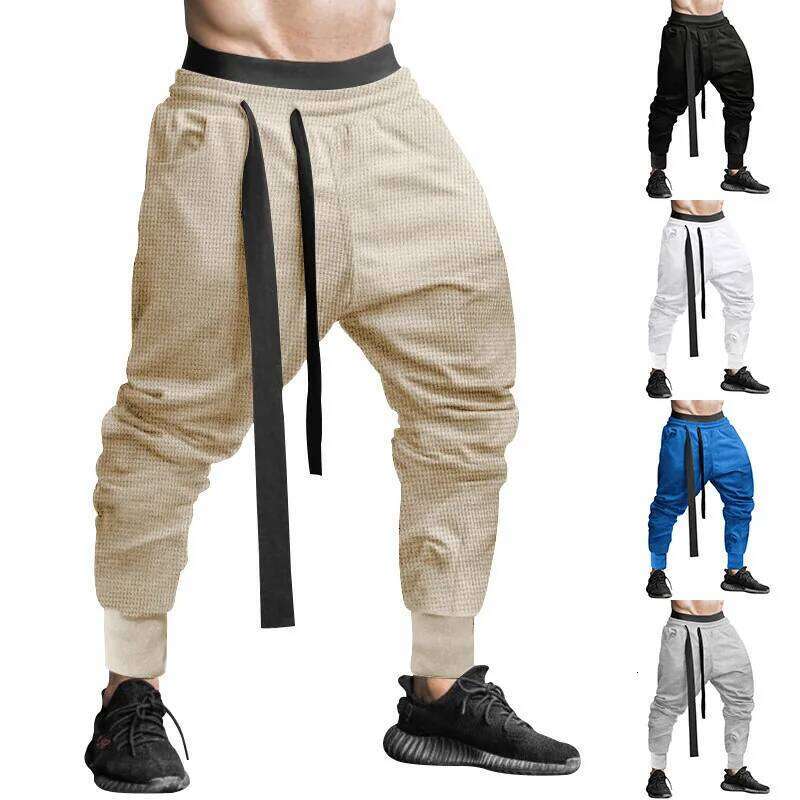 2024 New Spring/Summer Men's Casual Hip Hop Solid Color Youth Loose Pants Legging Trousers