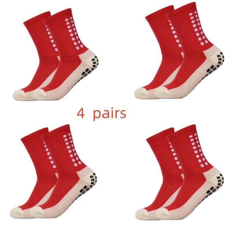 4 pairs of men's soccer non-slip grip pad football basketball socks Z260312