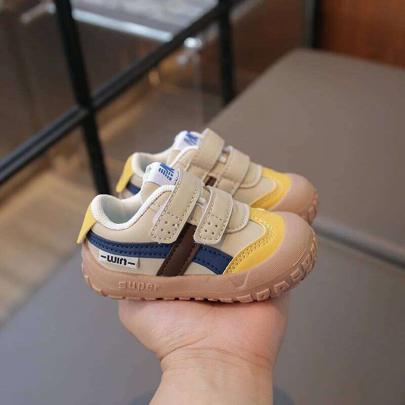 Children's Casual Sneakers Size 16-26 Khaki Leather Boys Girls Walking Spring and Autumn Beige Black Kids Board Shoes H260312