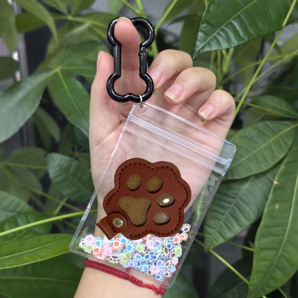 PU Storage Bag Commemorative Keychain for Dog and Cat Hair Paw Print Pendant Pet Ornament