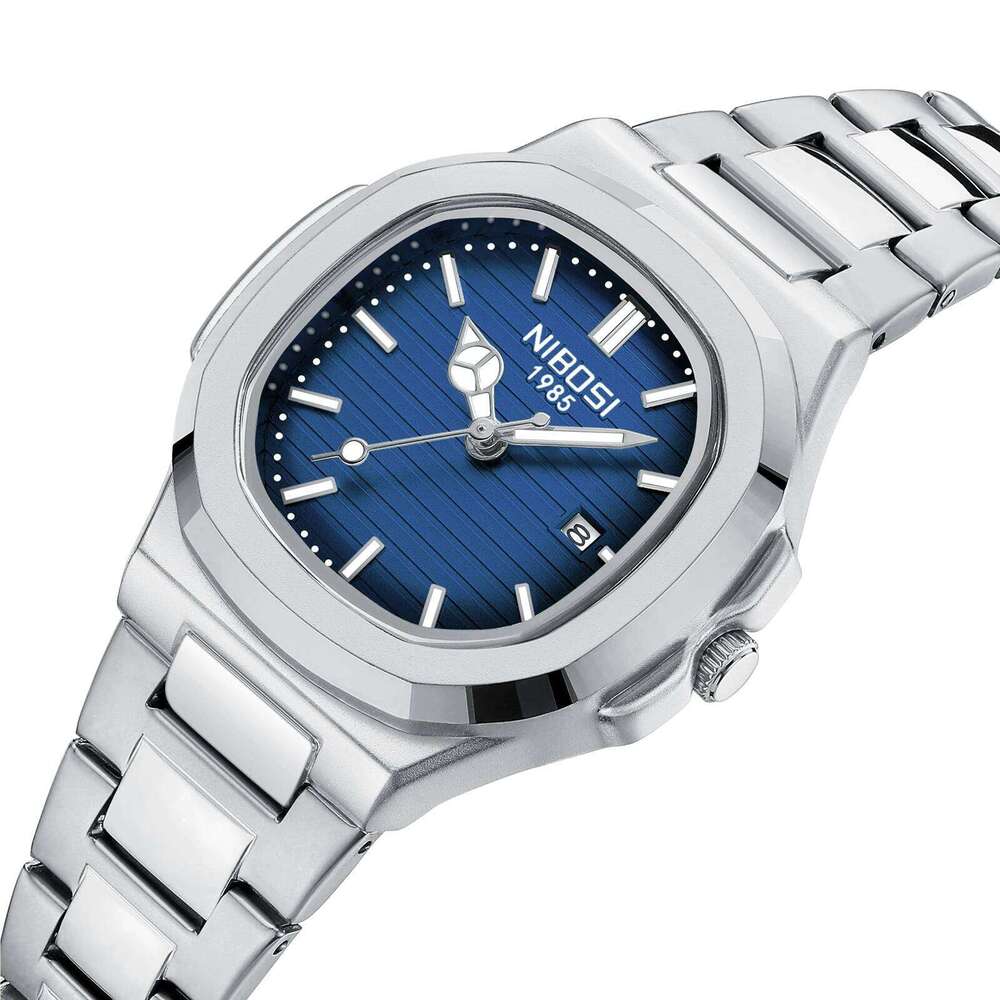 NIBOSI Luxury Square for Woman Waterproof Luminous Date Ladies Watch Stainless Steel Quartz Women's Watches Female Reloj