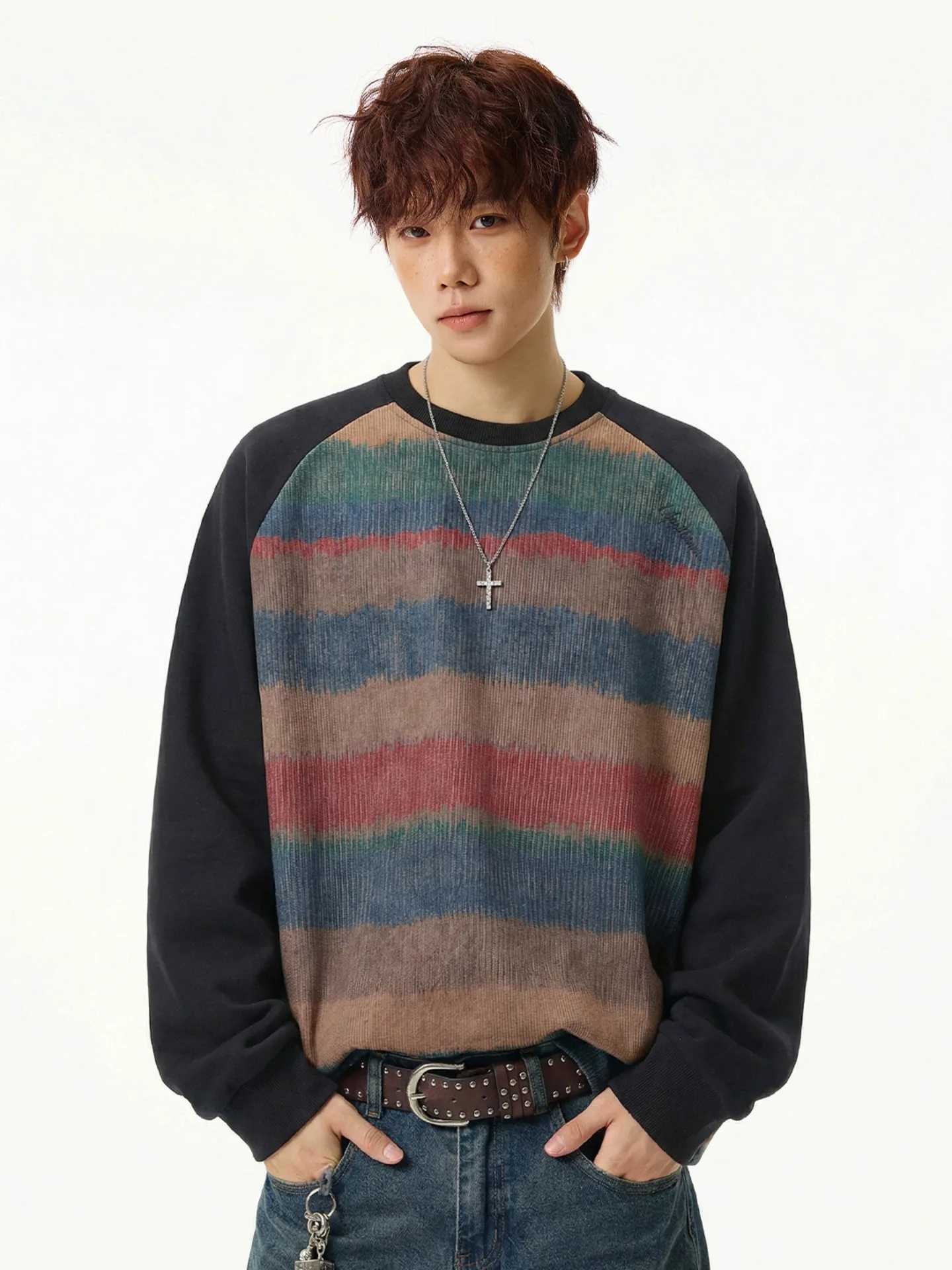 Clashing Colour Patchwork Cardigan Hoodie Mens Stand Collar Jacket Zip-Up Casual Outerwear Soft and Versatile a07 M260312