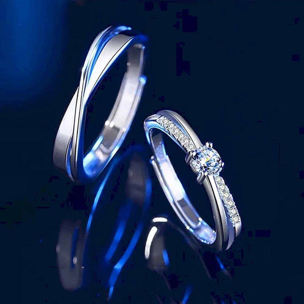 1 Pair Twist Overlap Opening Couple Rings Copper Plated Platinum Five Layer Coating Men Women Adjustable Finger Jewelry W260311