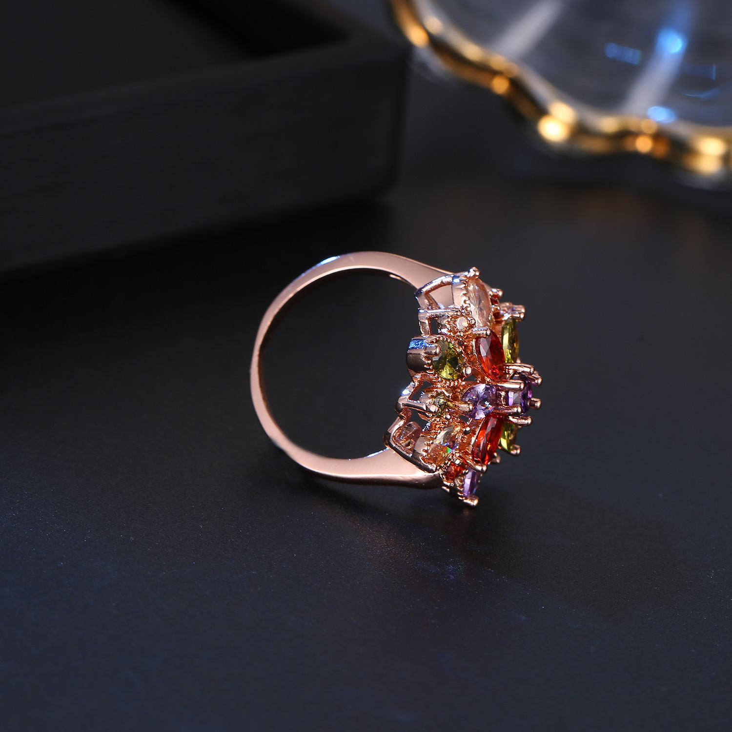 Ring Butterfly Style Jewelry Zircon Ring Women, Dragon Flower Rose Ring Gold Jewelry, Fashionable For Commuting Ring