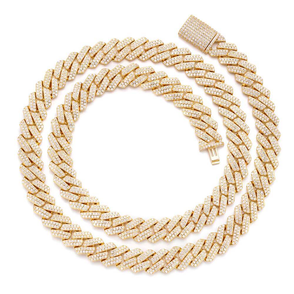 High Quality Hip Hop Jewelry 8mm 12mm 15mm 18mm 20mm Ice Out VVS Moissanite Diamond 925 Silver Cuban Link Chain for Men