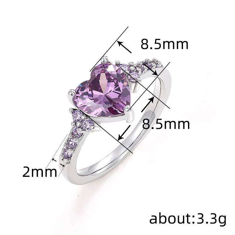 Hot Selling Cubic Zirconia Women's Ring Charming Heart Shape Romantic Bridal Accessory For Weddings Fashion Jewelry Size 5-11 H260312