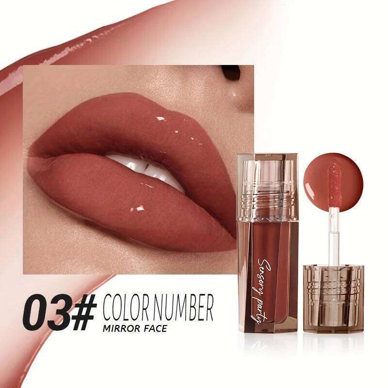6-Color Moisturizing Mirror Effect Gloss Lip Glaze, Refreshing Non Greasy Texture, Glossy Long Lasting Liquid Lipstick W260311