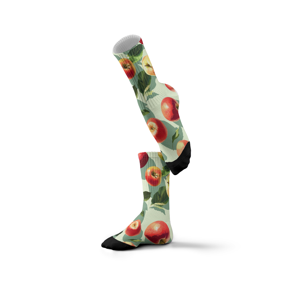 Vintage Red Apple Print Soft Breathable Casual Fruit unisex tube designer sock C173