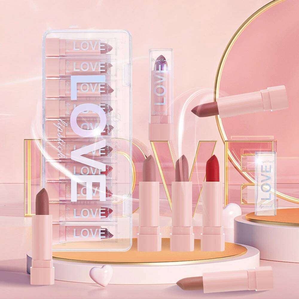 Ten Lipstick Set for Autumn Winter, Matte Waterproof Lips, Non-Fading, Non-Stick Cup, Whitening and Complexion Lip Gloss W260311