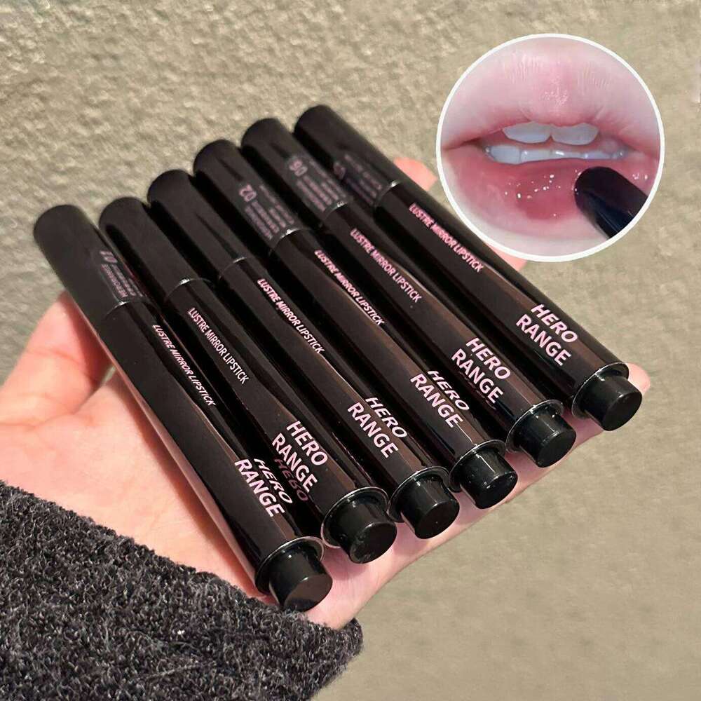 HERORANGE Push-button Mirror Moisturizing Long-lasting Lip Glaze Lipstick W260311