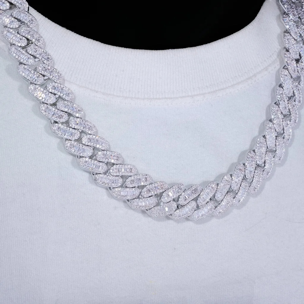 15mm Zircon Cuban Link Chain Iced Out In hand-set Simulated Diamond Stones Bling Miami CZ Necklace Gift for HerHim 260304