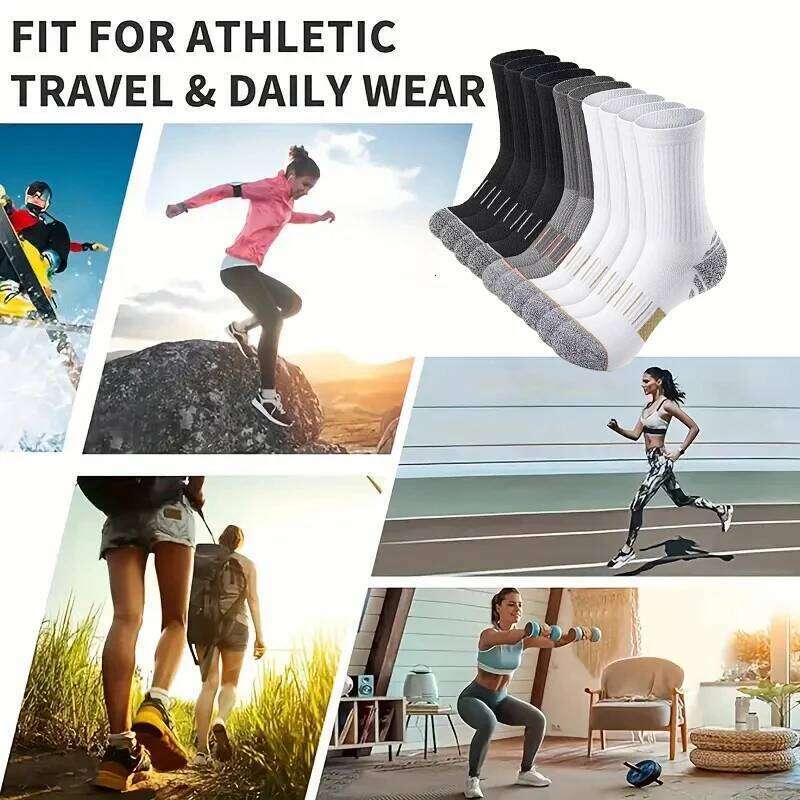 5 Pairs Unisex Sweat Absorbing Breathable Running Arch Support Cushioning Suitable Outdoor Wear All Season Sports Socks Z260312