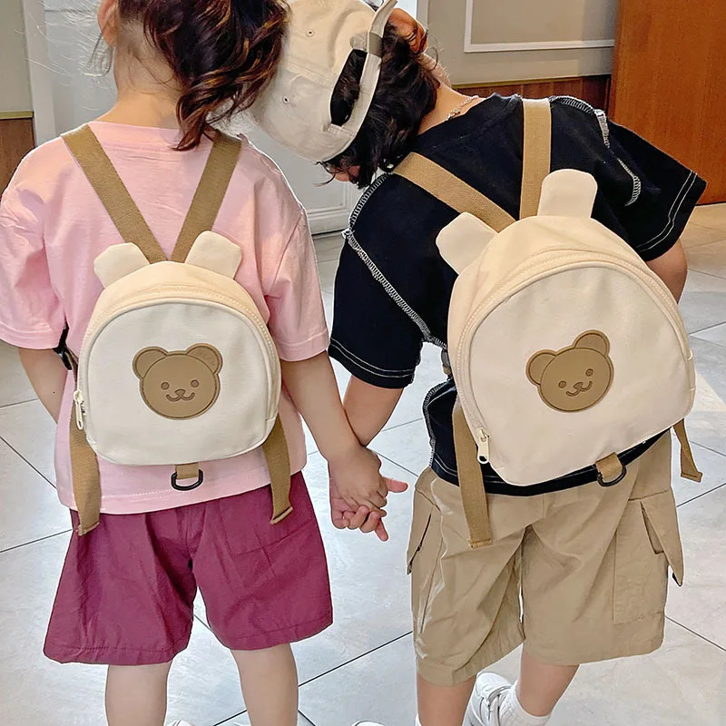 Canvas Baby Backpacks Kindergarten School Bag Bear Bunny Korean Antilost Kids Bags for Girls Boys Children Travel 260311