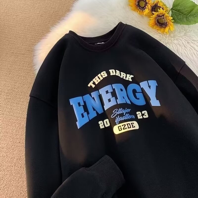 Retro Round-neck Sweatshirt Designer Hoodie For Men Spring And Autumn Trendy Brand Ins Casual Versatile Oversized Hoodless Couple Top