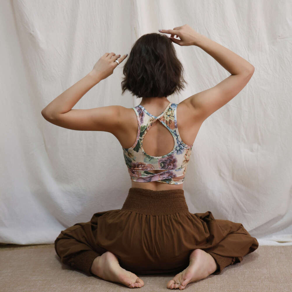 Vintage Outfit for Pregnant Women Designer with Chest Pad, New Chinese Style Gorgeous Yoga Top Set