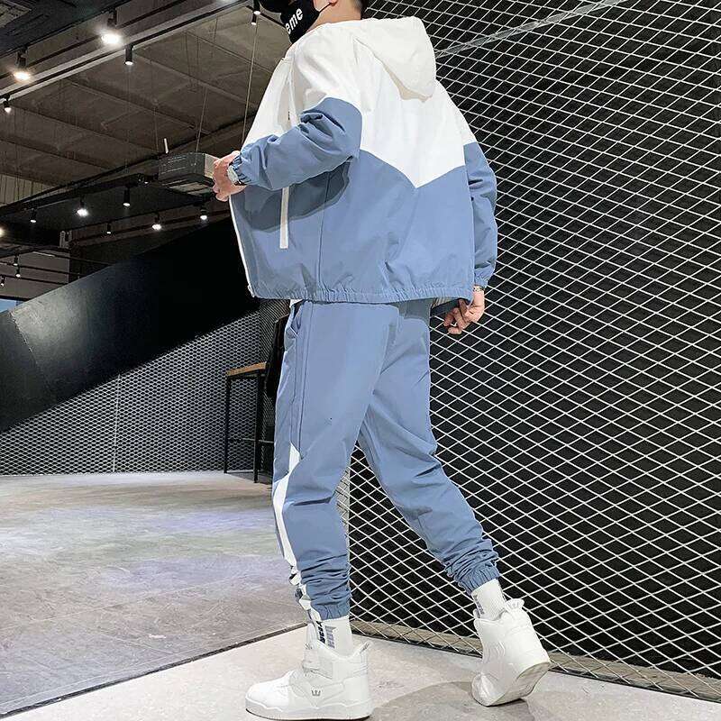 2026 Men Tracksuit Casual Joggers Hooded Sportswear Jackets And Pants 2 Piece Sets Hip Hop Running Sports Suit