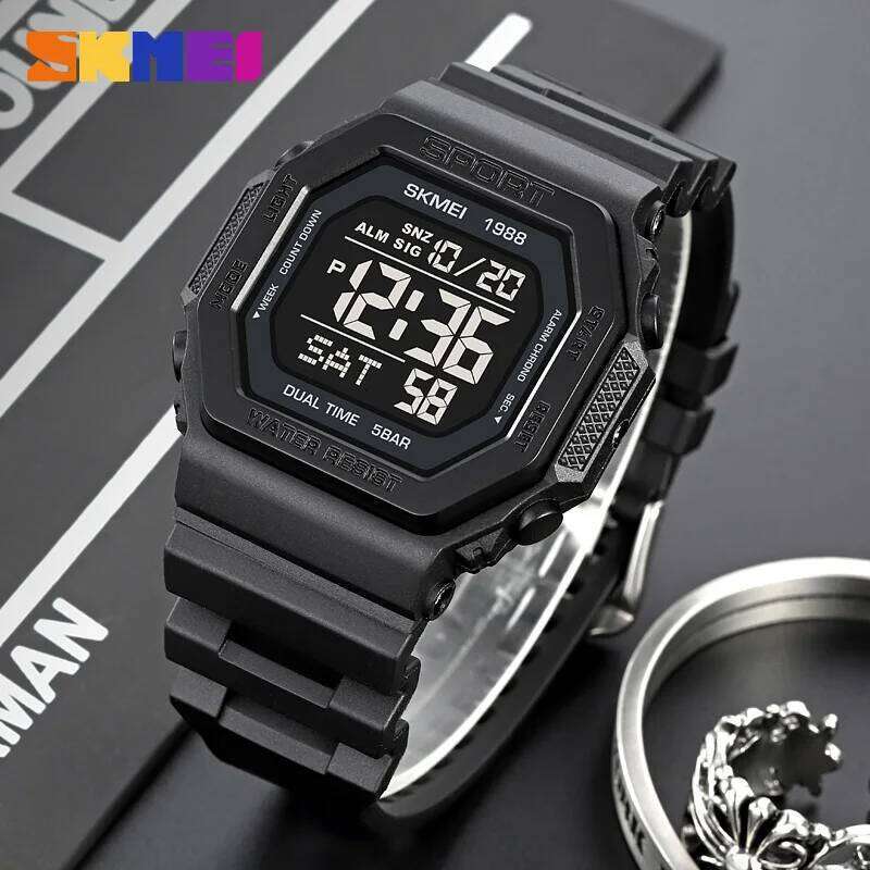 SKMEI 1988 Sports Watch for Men Digital Waterproof Wristwatches Mens Back Light Countdown Clock 1628 Reloj Hombre