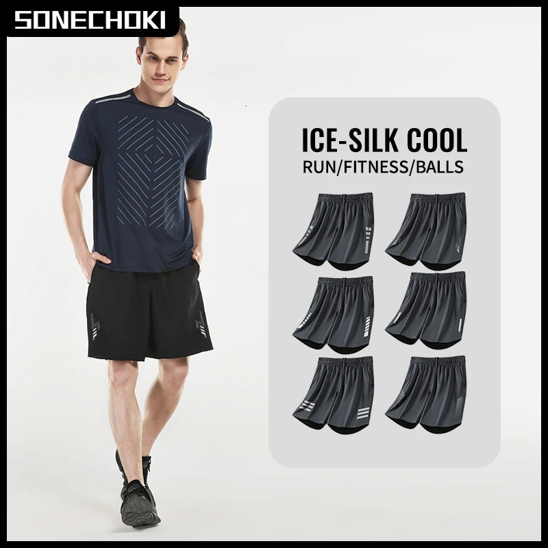 Ice Silk Running Shorts Men Printing Loose Basketball Sport Gym Quick Dry Breathable Fitness Training Workout Bottom Male 260228