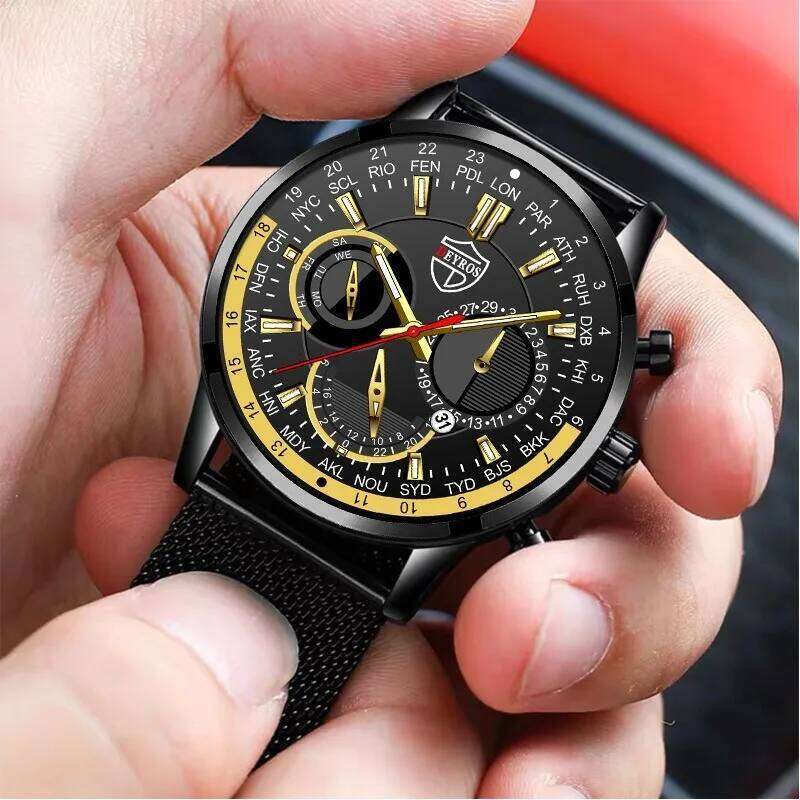 Stainless Steel Mesh Strap Christmas Gift Man Quartz Handcuffs Analog Watches Men Gifts for Dad Black Friday Watch