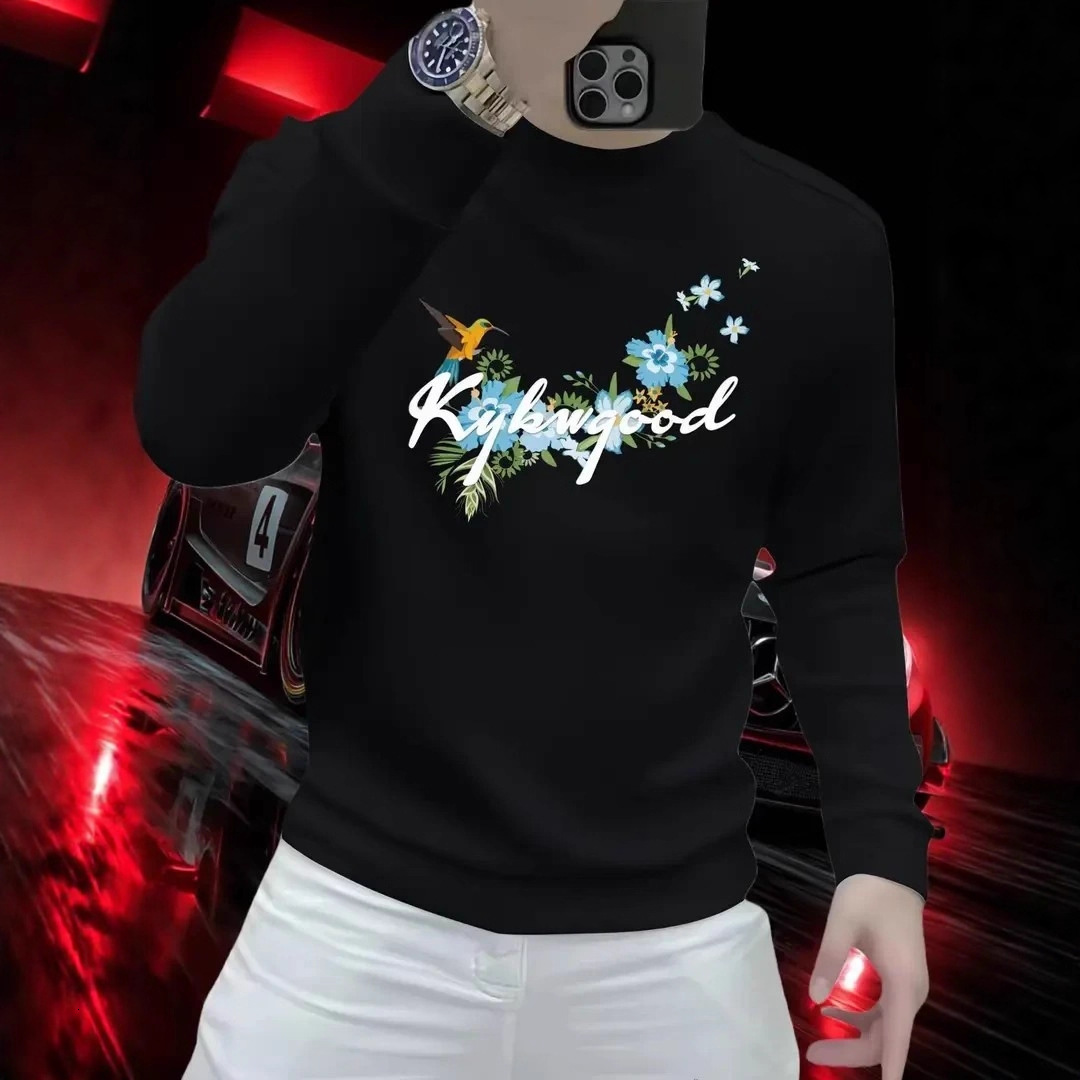Vine Flower Print Pullover Swetshirt For Men Utumn Seson Trendy Hevy-duty Personlized Printed Bse Shirt Designer Hoodie High Street Fshion Top