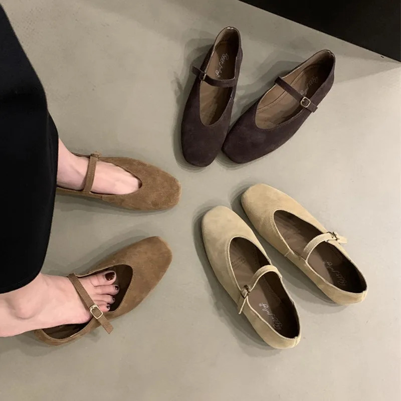 Bailamos Women Flats Round Toe Shallow Slip On Ladies Casual Ballet Shoes Soft Leather Eelgant Dress Shoes Mujer Size 260227