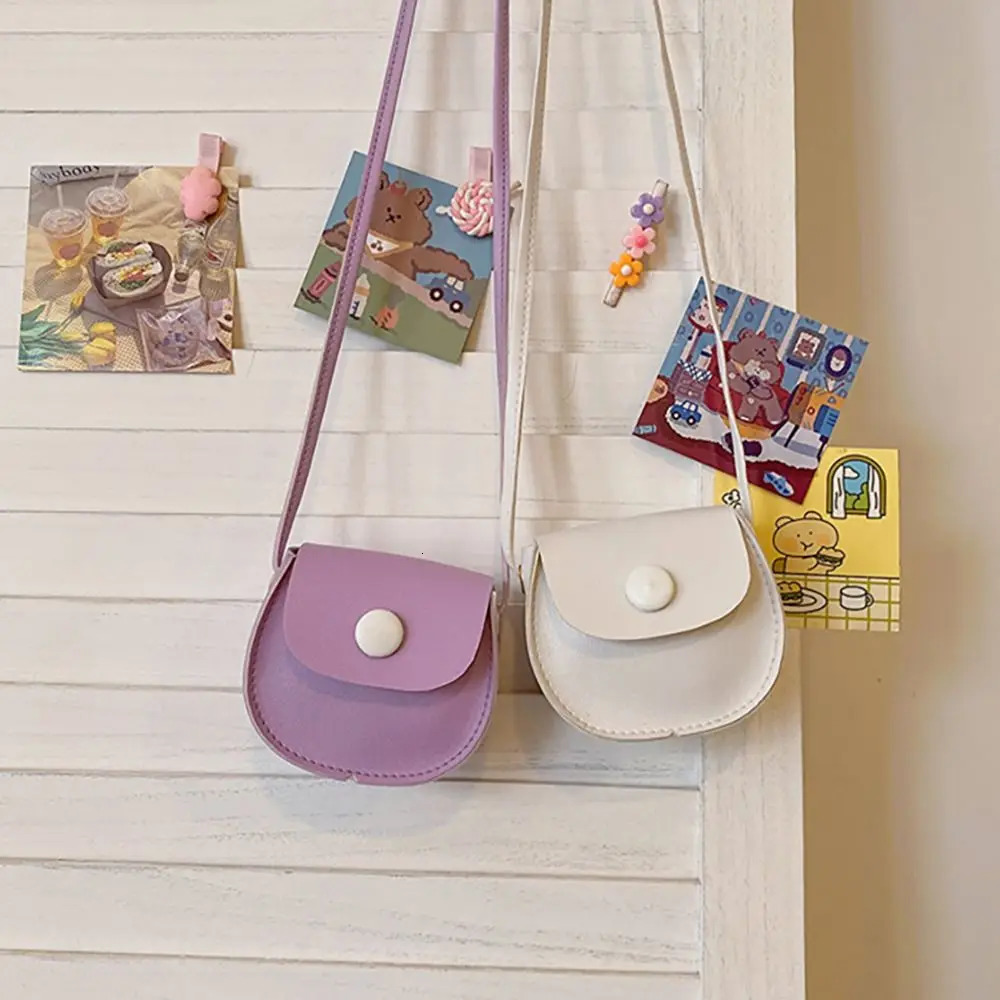 Child Girls Cross Body Bag PU Leather Plain Colored Chain Purse Shoulder Korean Style Mini Cute Handbag Pouch 260311