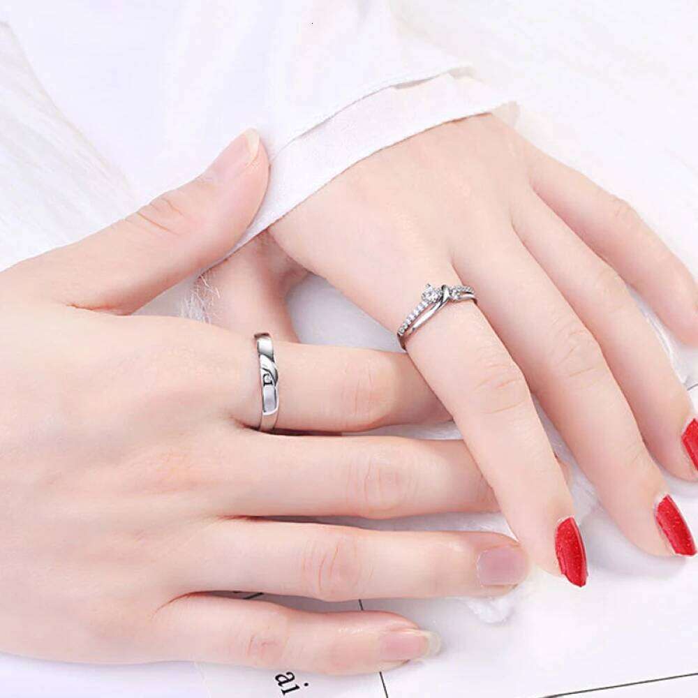 2026 Hot Sale Copper Plated Platinum Adjustable Couple Rings Men Women Overlap Opening Finger Jewelry Wholesale Drop shipping W260311