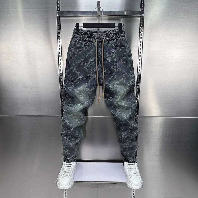 Jacquard American Classic Jeans Fashion Joints Harem Pants High Quality Loose Harajuku Straight-Leg Trousers Men Clothing 26Y0312