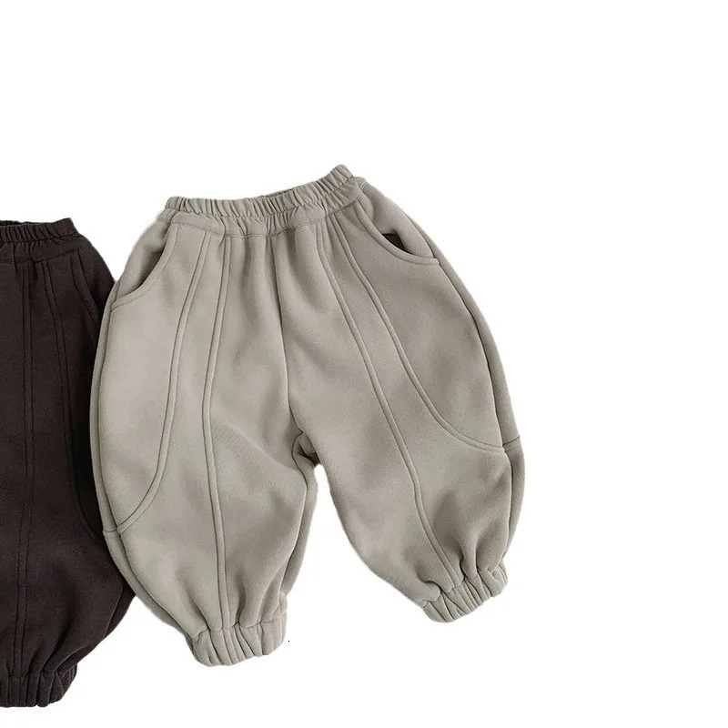 Children Fleece Sweat Pants Winter Boys Warm Trousers Cotton Girls Plus Velvet Thick Casual Solid Kids Clothes 260311