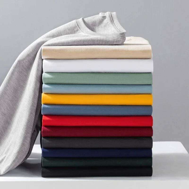 Men's Solid Color round Neck Long Sleeve T-Shirt Cotton Summer Comfortable Breathable Casual Top in Various Colors