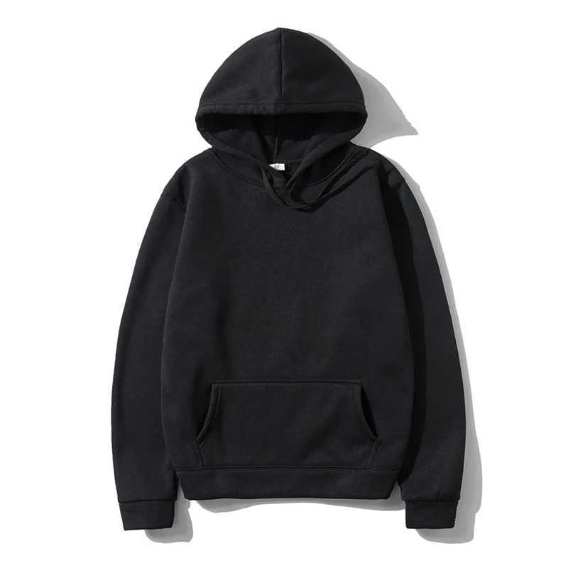 Autumn fashion loose tops solid colour hooded polyester mens sweatshirt simple casual M260312
