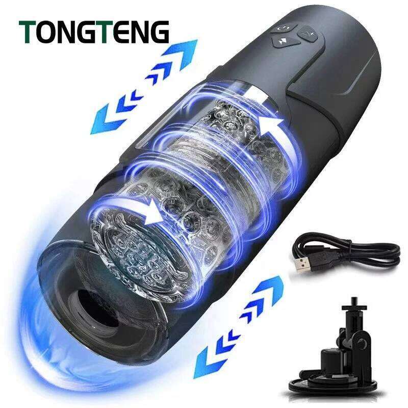 4 IN 1 Male Masturbation Automatic Telescopic Sucking Blowjob Vibrator Masturbator Cup Pussy Real Vagina Sex Toys for Men Z260312