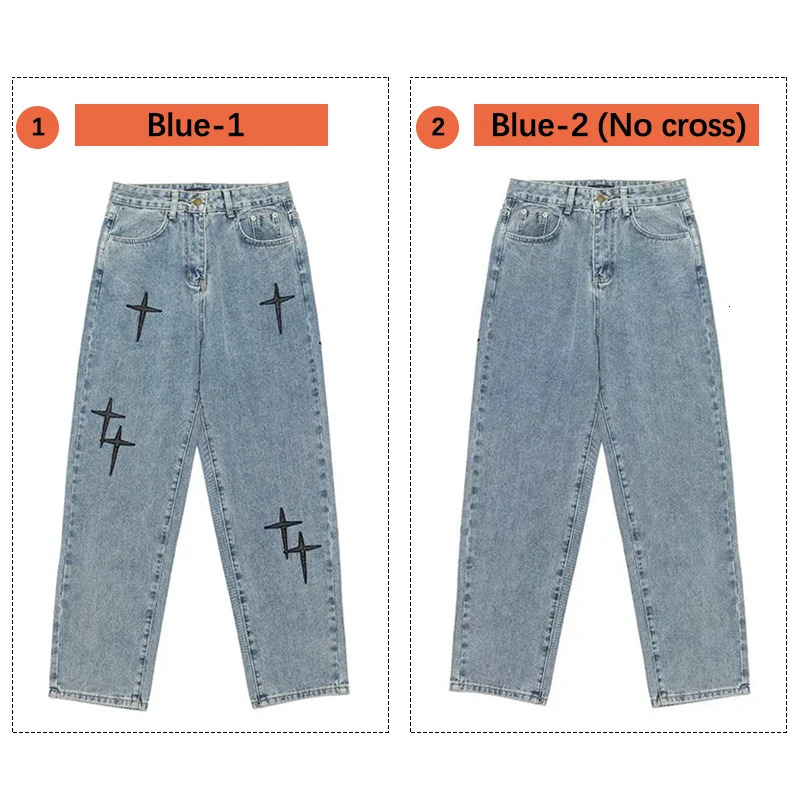 Prints Jeans Men Streetwear Baggy Wide Leg Jeans Korean Fashion Drapes Straight Casual Loose Denim Cargo Pants 260310