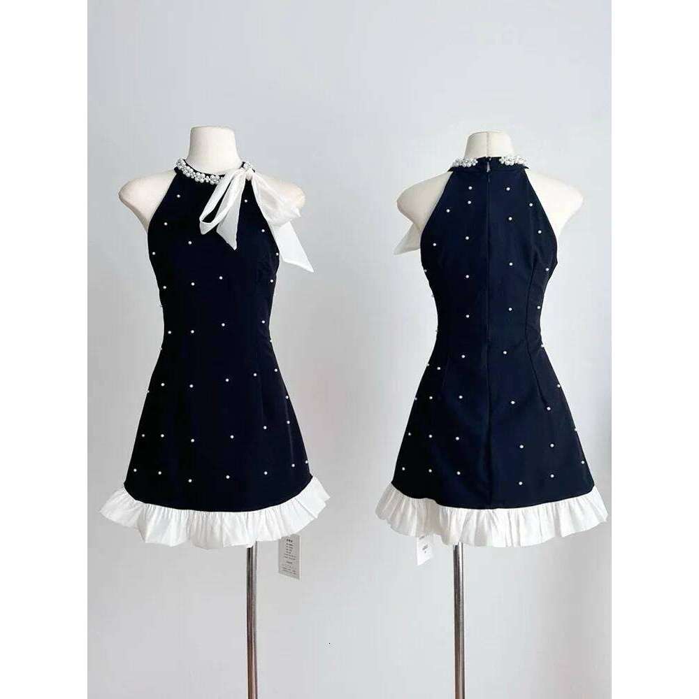 Summer Bow Sweet Party Women Sequin Elegant Strap Mini Dresses Female Korean Fashion Patchwork One Piece Dress 2024 New C260311