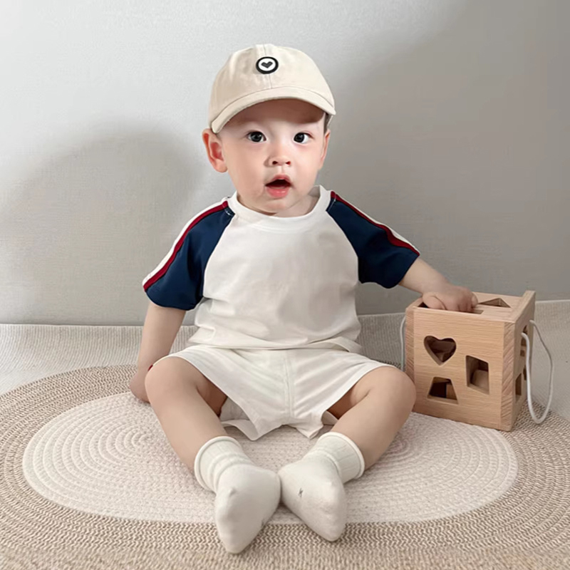 Baby boy summer short sleeved set casual sportswear thin two-piece set baby clothes