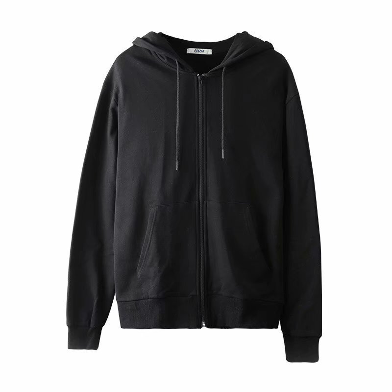 Spring And Autumn Solid Color Hong Kong Style Hooded Zip-up Sweatshirt For Female Students Trendy Loose Casual Designer Hoodie Couple's Sports Ja
